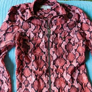 Like New Michael Kors Snakeskin Printed Zip Up Top